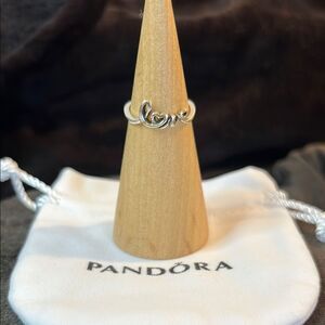 Pandora Silver Handwritten Love Ring